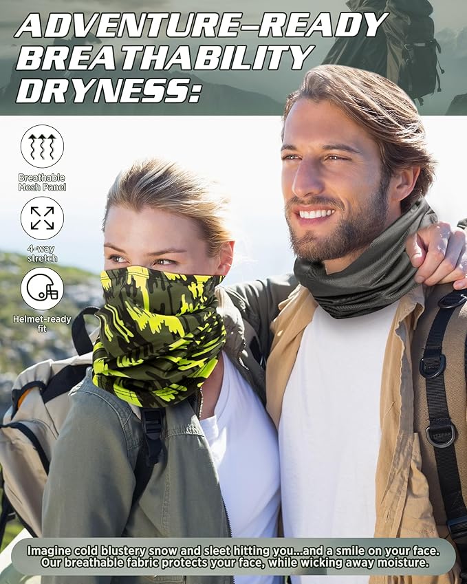 Cuffbow 12 Pack Neck Gaiters Face Mask Bandana Balaclava for Men Women Cooling Neck Gaiter Summer UV Sun Protection Scarf