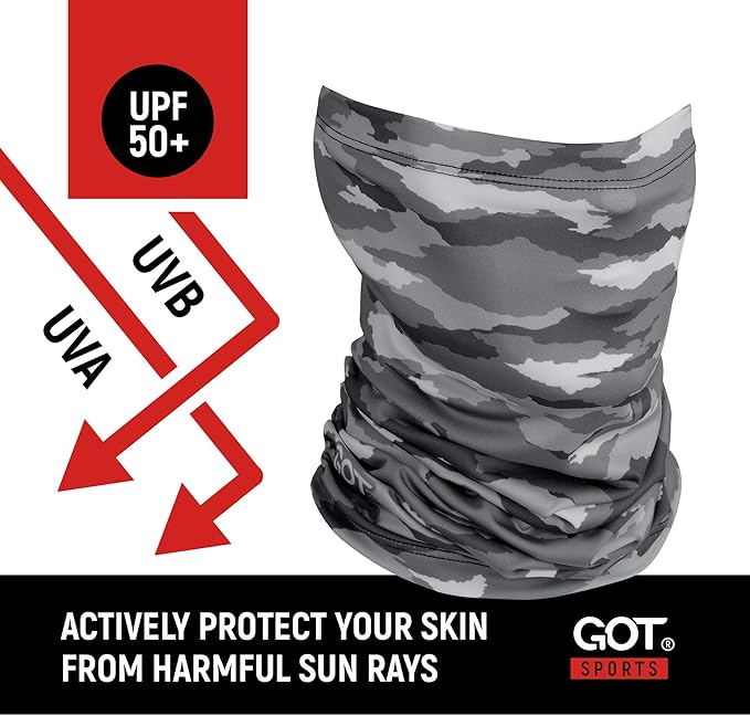 GOT Sports UPF 50+ Fishing Neck Gaiter - UV Face Mask Sun Protection for Men & Women - Camo SPF Face Cover Gator