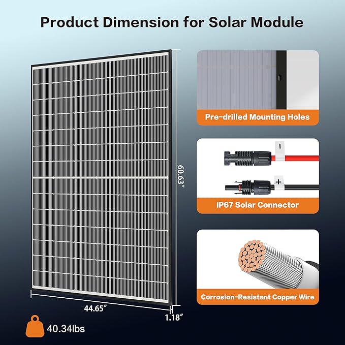400 Watt Solar Panels, N-Type 16BB 2PCS 400W Bifacial Solar Panel, 25% High Efficiency Solar Module for Homes Rooftop Power Station Farm RV and Off-Grid Applications