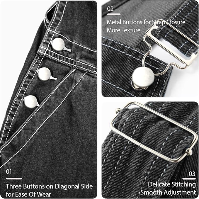 Men's Bib Overall Relaxed Fit Adjustable Strap Denim Work Pants with Large Pockets Durable Comfortable Jumpsuit for Men
