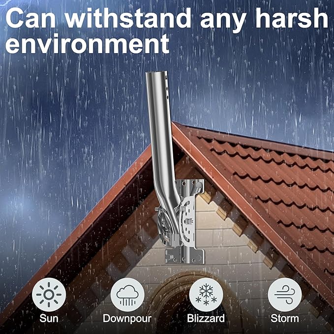 Heavy Duty Antenna Pole Mount, Stainless Steel Antenna & Weather Station Mounting Pole, Adjustable Pivot J-Mount Bracket Mast for Outdoor Antennas,Wireless Weather Sensor,Access Point (12''H-1.38"Dia)