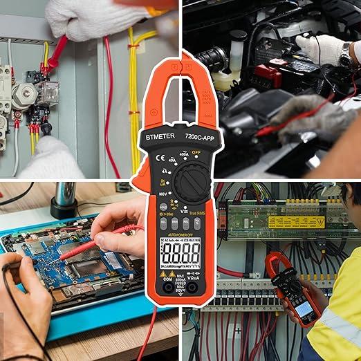 BTMETER Digital Clamp Meter Multimeter, Auto Range 4000 TRMS AC DC Voltmeter Ammeter Test Volt Amp Ohm Capacitance Frequency w/Data Export, Mini Multi Tester BT-7200CAPP
