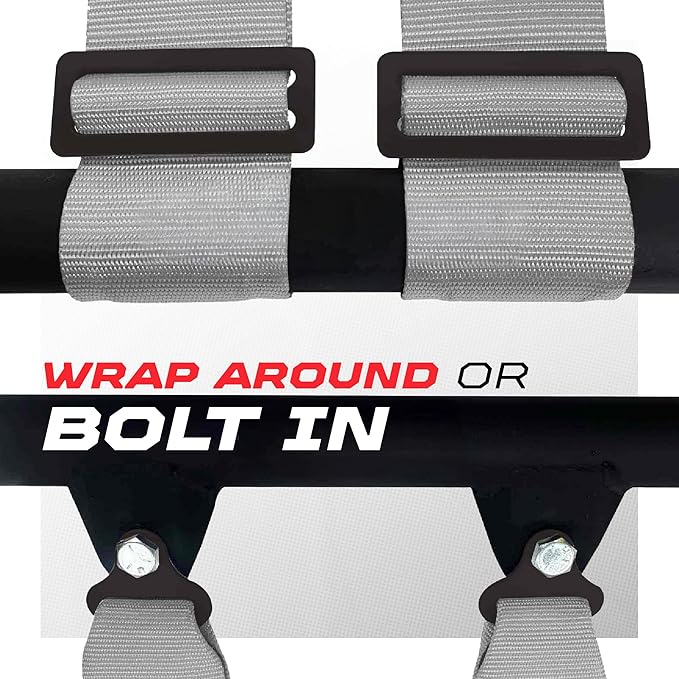 1pc 4 Point Harness for Bucket Seat, Push Release, 10 Color Options, Racing Harness, Race Car, Off Road, UTV, RZR (3in Silver)