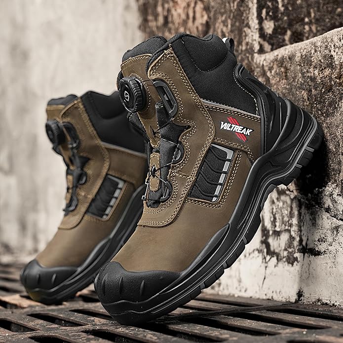 Composite Toe Work Boots for Men and Women – Exceeds Steel Toe Protection, Quick Fit System, Kevlar Puncture-Resistant Midsole, S3 HRO Certified, Heat-Resistant, Waterproof, Rubber Slip-Resistant Outsole, Safety Shoes for Industrial & Welding Use