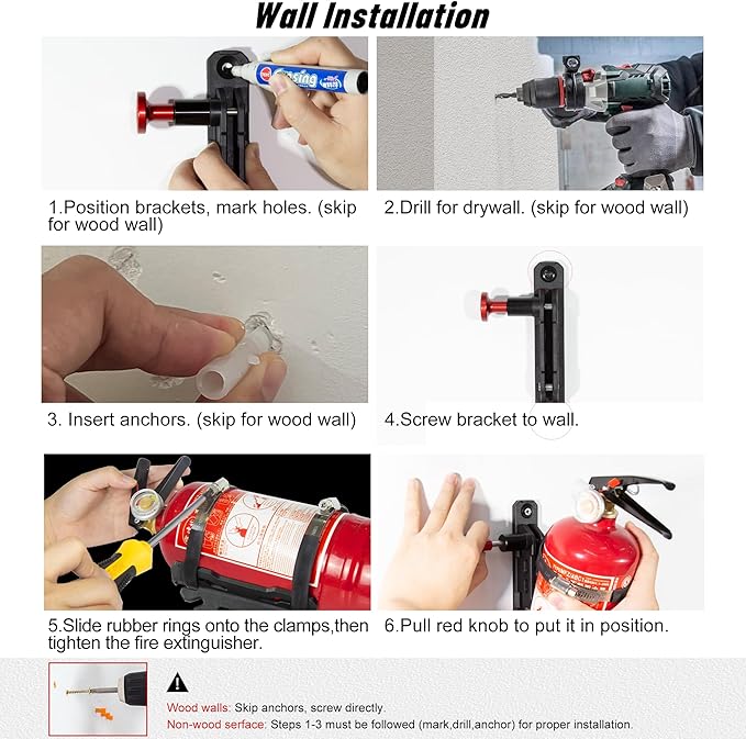 Quick Release Fire Extinguisher Mount with 10 Clamps- Universal Fit Roll Bar & Wall Mount Bracket Holder Adjustable Mounting for UTV Motorcycle Compatible with Jeep Wrangler Polaris RZR Ranger ATV