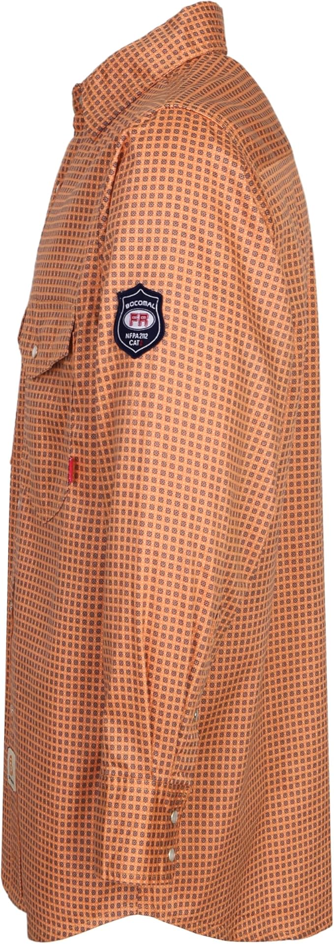 BOCOMAL FR Shirts for Men Printed Plaid Flame Resistant Clothing 6.5oz Cotton Button Up Welding Shirts NFPA2112 CAT2