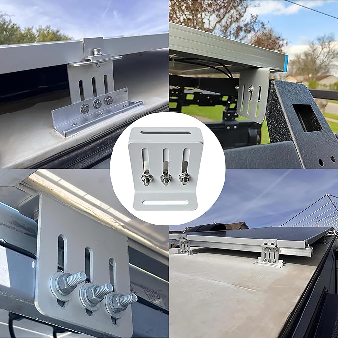 Adjustable Solar Panel Tilt Mount Bracket, Heavy Duty Solar Panel Mounting Kit for RVs, Trailers, Boats, Yachts, Roof, Wall and Off-Grid Systems ，8Pack (4 Pairs)