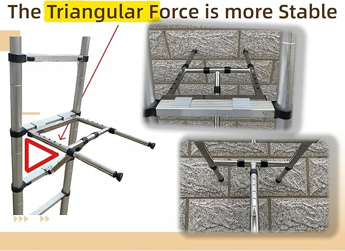 Extension Ladder Stabilizer, Adjustable Ladder Standoff with Rotatable Rubber Feet, Constructed from Stainless Steel, Easy to Install and Suitable for Both Homeowners and Outdoor Professionals