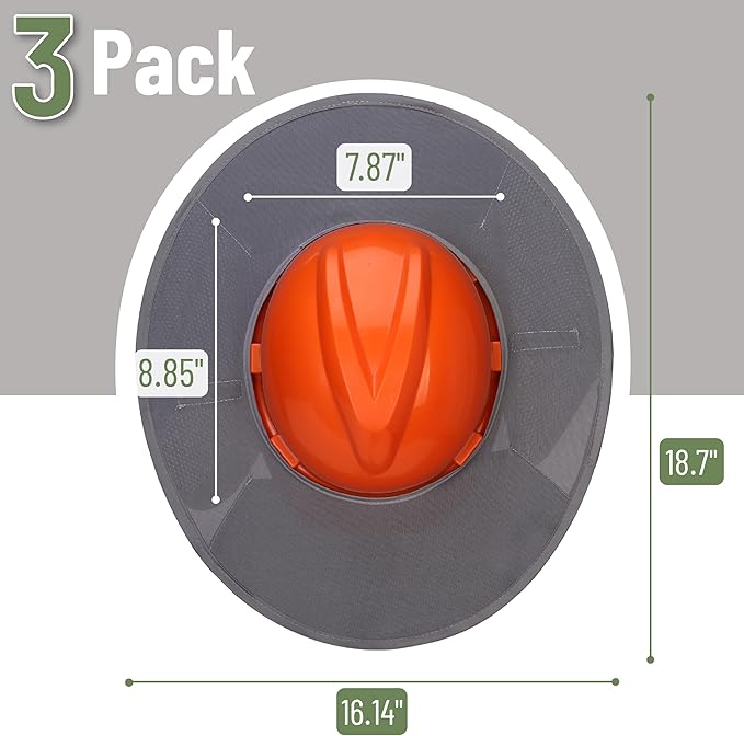UNCO- Hard Hat Sun Shield, 3 Pack, Grey, Full & Standard Brim Mesh Sunshade High Visibility Reflective, Hard Hat Accessories