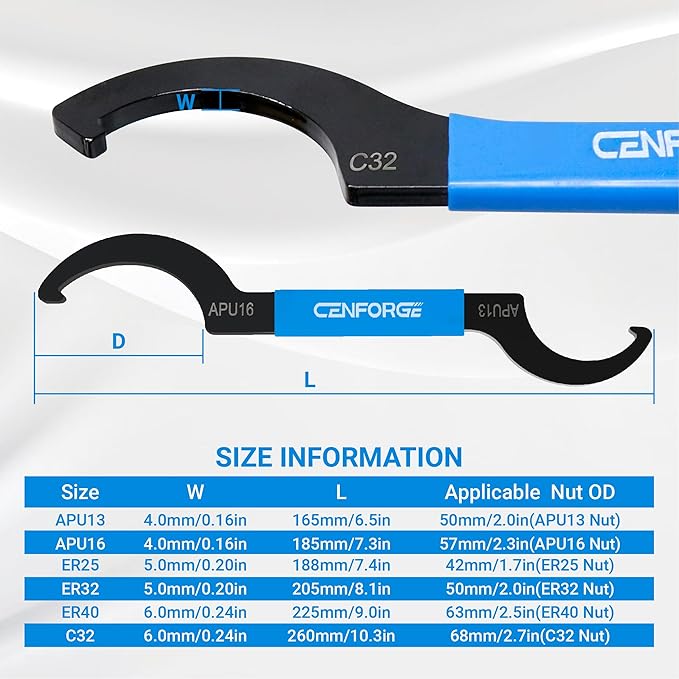 Cenfoge Double-ended Coilover Adjustment Spanner Wrench Set, 3-PC. Tool Kit for Suspension System and Shock Adjustments, Fit Coilovers Shocks with Nut OD APU13, APU16, ER25, ER32, ER40, C32