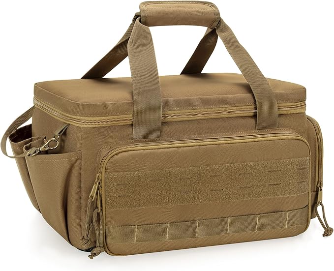 14-Inch Tool Bag with Anti-friction Bottom, Hand Tool Storage Organizer for Men, Tactical Range Bag, Multi-purpose Work Tote for Repairman, Carpenters, Handyman, Khaki