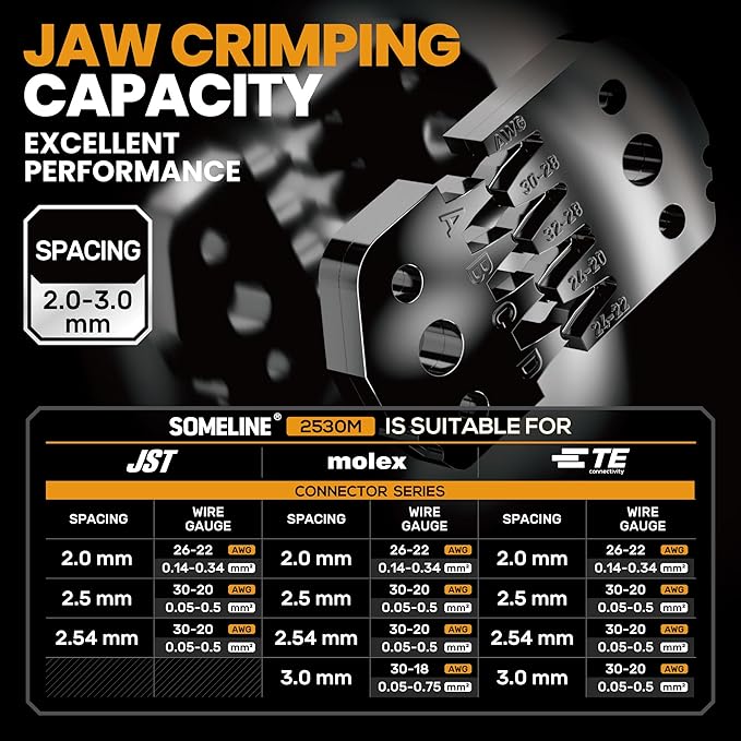SOMELINE Crimp Tool Connector Kit, JST-XH 2.5mm and Dupont 2.54mm Connector Set, 21 Types of Connectors, 30-20 AWG Ratcheting Crimper for JST Series,KF2510,Molex,AMP EI Series