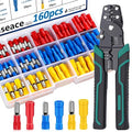 smseace 160pcs Bullet Wire connectors with Stripping/Cutting/Crimping Tool 22-10AWG Insulated Male/Female Bullet Connector kit for Automotive Boat Stereo Industrial Equipment