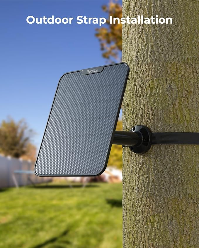 Reolink 6W Solar Panel Black, Non-Stop Solar Power Supply for All Wireless Battery Camera Outdoor, Compatible with TrackMix/Argus PT Ultra/Duo 2/Eco Ultra/3 Ultra, Waterproof, Adjustable Mount(Black)