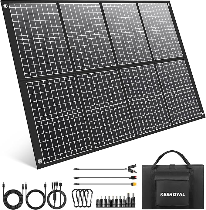 100W Portable Solar Panel, Foldable Monocrystalline Solar Charger with 18V DC & USB Outputs, IP65 Waterproof Folding Solar Panels for Portable Power Station, Camping, RV, Off-Grid, Hiking