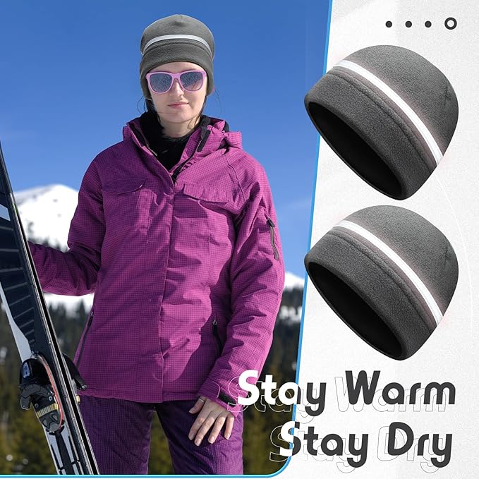 3 Pieces Safety Beanie High Visibility Reflective Beanie Hat Unisex Winter Security Beanies for Outdoor Night Works, Sports