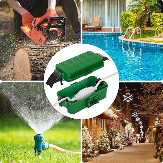 Flemoon [2 Pack] IP55 Small Outdoor Electrical Box Waterproof (Inner 5.9 x 3.2 x 1.8inch), Extension Cord Cover with Detachable Awning Covers for Plug, Outlet, Holiday Lights, Green