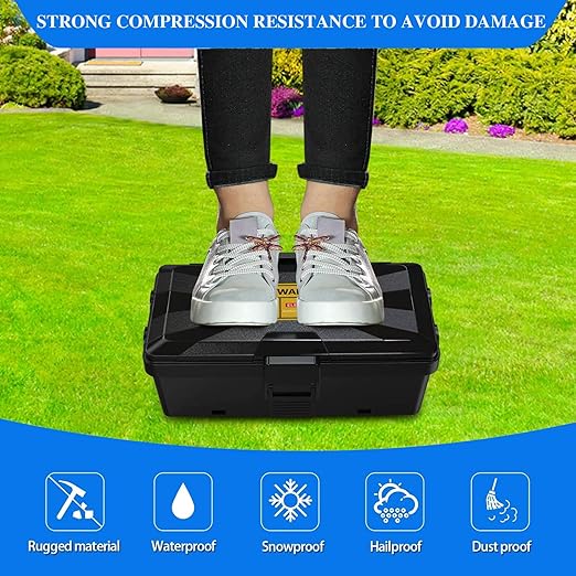 Medium Outdoor Electrical Box (10.3 x 5.9 x 3.7 in),IP54 Waterproof Extension Cord Connection Box with 6 Cable Entry Ports,Large Weatherproof Outlet Cover for Power Strip,Holiday Lights,Plug&Timer