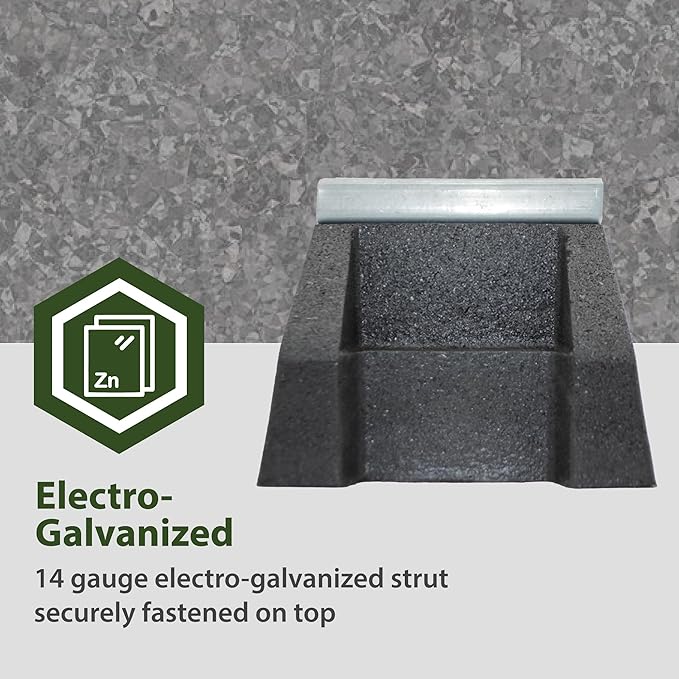 Newhouse Electric RTS14-5 Rooftop Support Block with Galvanized Steel Strut | Sleeper Curb Replacement, Black