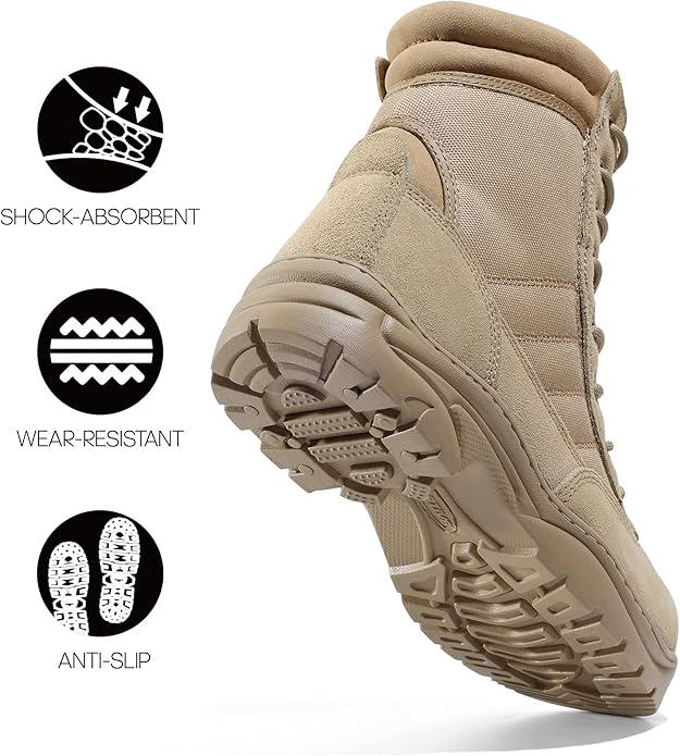 NORTIV 8 Steel Toe Boots for Men Safety Industrial & Construction Military Work Boots Slip Resistant ASTM F2413-18, TROOPER-STL