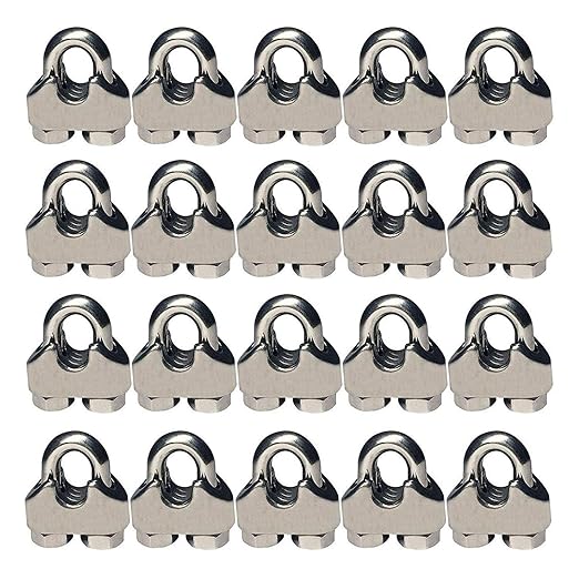 20Pcs M2 Wire Rope Clamp 304 Stainless Steel 1/16 inch Wire Rope Cable Clip Clamp