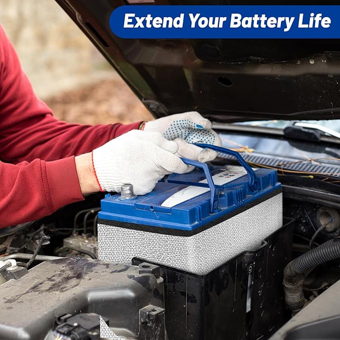 40"x7" Battery Insulation Kit, Universal Car Battery Insulation Blanket, Anti-Conductive Truck Battery Thermal Heat Shield Cover for Cold Weather Battery Protection (Thickness 5mm, 1PCS)