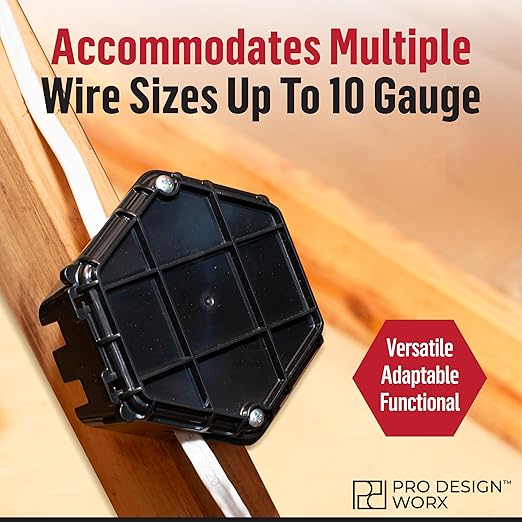 Open Splice Junction Box 2-Pack | UL 514C | One-Piece Polycarbonate Box, Code-Approved, Durable DIY Electrical Splice Enclosure in Black | Fast Installation for Safe Wiring Connections