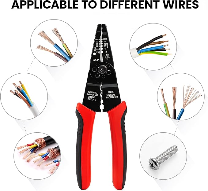 KAIWEETS Wire Stripper 10-22 AWG Wire Splicer Cable Stripper Multipurpose Wire Stripping Tool Electrical Wire Pliers with Screw Cutter