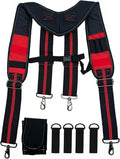 Tool Belt Suspender for Men 4 Point Padded with Attachment Loops, WristBand Pouch Pocket for Construction Worker