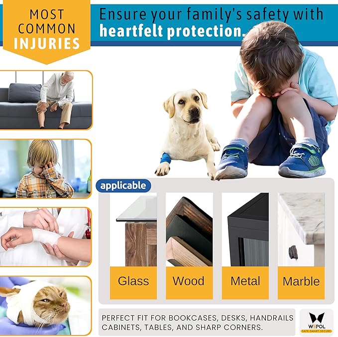 Soft Foam Corner Protectors for Baby, Bed Frame Corner Guards, Sharp Edge Desk Furniture Safety Cover Bumpers for Kids, 3M Adhesive Pre-Taped Rubber Padding Cushion (Black, 4 Pack)
