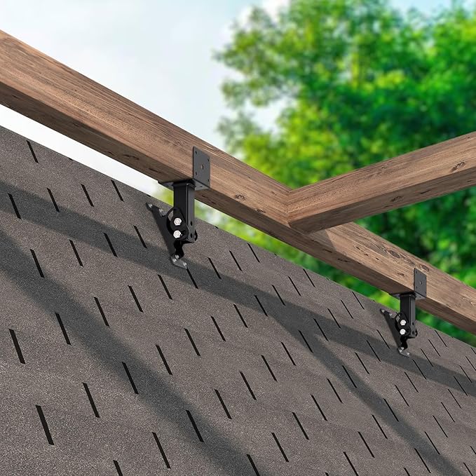 Heavy Duty Roof Riser Brackets Kit, Adjustable Roof Riser Beam Mount Brackets for Roof Pergola Gazebo (Black - Set 3)
