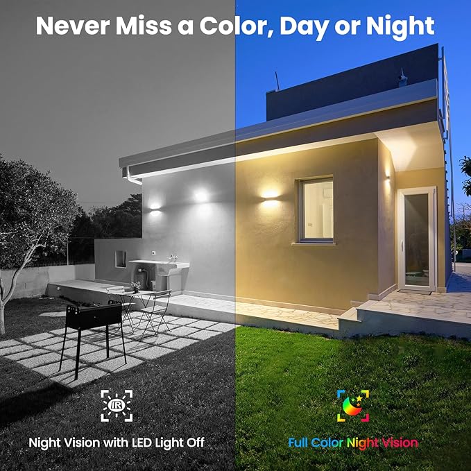Cameras for Home Security-2.4G WiFi Battery Powered Security Cameras Wireless Outdoor with Built-in Solar Panel, 2K Color Night Vision, 2-Way Talk, TF Card&Optional Cloud Storage, S1 1P Black