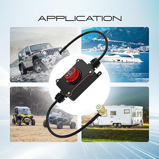 Top Post Battery Disconnect Switch, CNAODUN Waterproof Battery Cut Off Switch with Wire 12-48V Heavy Duty for Car RV Boat and Vehicle(On/Off)