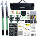 Goture Fishing Rod and Reel Combos-2PCS Telescopic Fishing Pole+2PCS Pre-Loaded Spinning Reels with Carrier Bag,1.8M-2.7M Telescopic Rod Reel Kit for Starter Travel Saltwater Freshwater,Gifts for Men