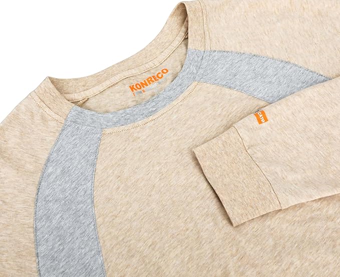 KONRECO FR Shirts for Men Summer Two Tone 4oz Lightweight Flame Resistant/Fire Retardant CAT1 Work T-Shirt Baselayer
