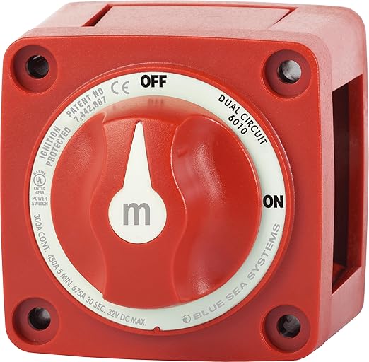 Blue Sea Systems Mini Dual Circuit Battery Switch, Red, 6010 m‑Series