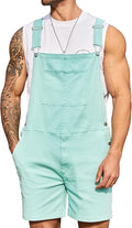 Bindefon Denim Overalls for Men Jean Shorts Jumpsuit Work Bibs Coveralls with Zipper