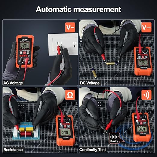 Digital Multimeter Volt Meter TRMS 4000 Counts Auto-Range NCV Voltage Multi Tester Smart Electrical Car Battery Voltmeter AC/DC Volt, Ohm Resistance, Continuity with Test Leads Large LED Backlight