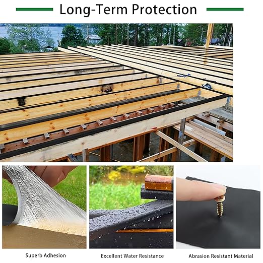Butyl Tape, 4" X 50' Weather Resistant Deck Tape, Anti-Corrosion Flashing Tape for Decks, Beams and Wood (4 Rolls)