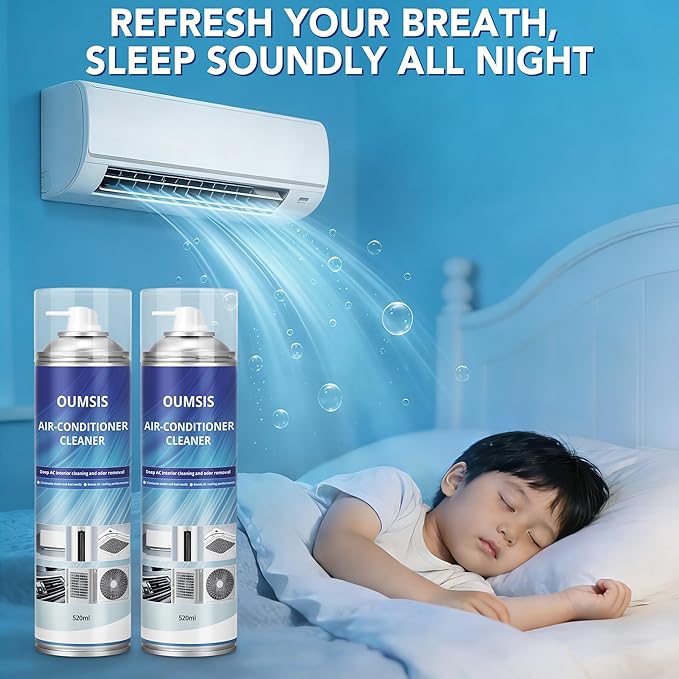 Air Conditioner Cleaner, Professional Cleaner Foam Spray, Foaming Coil Cleaners for AC Unit, Heating, Refrigerator, Multifunctional Cleaner Spray Bottle Breaks Down Dirt, Dust and Grease 2 Pack