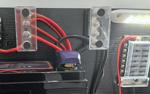 Bus Bars Copper 12V-48V 300A with 4 x 5/16”(M8) Posts Terminals Power Distribution Block, DC Battery Busbar 300 Amp for Car RV Solar Trailer Boat Marine Trucks, Red& Black 2 Pack