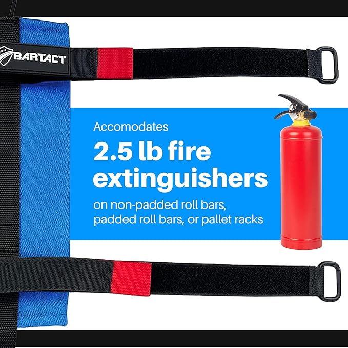 Bartact - 2.5 lb Roll Bar Fire Extinguisher Mount for Vehicle Holder, Adjustable Fire Extinguisher Holder Mount, US Made Universal Vehicle Fire Extinguisher Holder Fits All Roll Bars (Blue)