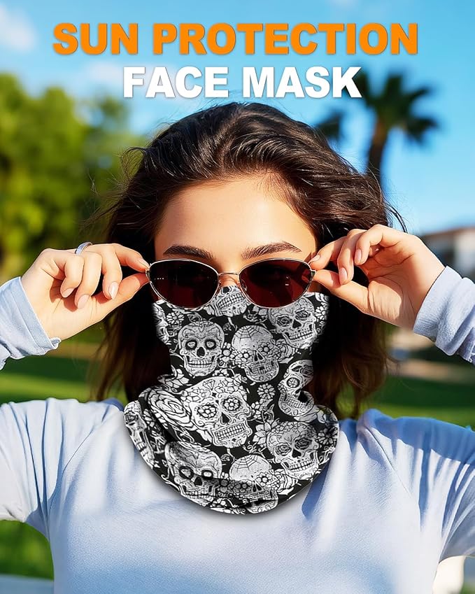 4Pack Neck Gaiter for Men Women Face Cover Mask Head Wrap Balaclava Headwear Bandana Headband Magic Scarf