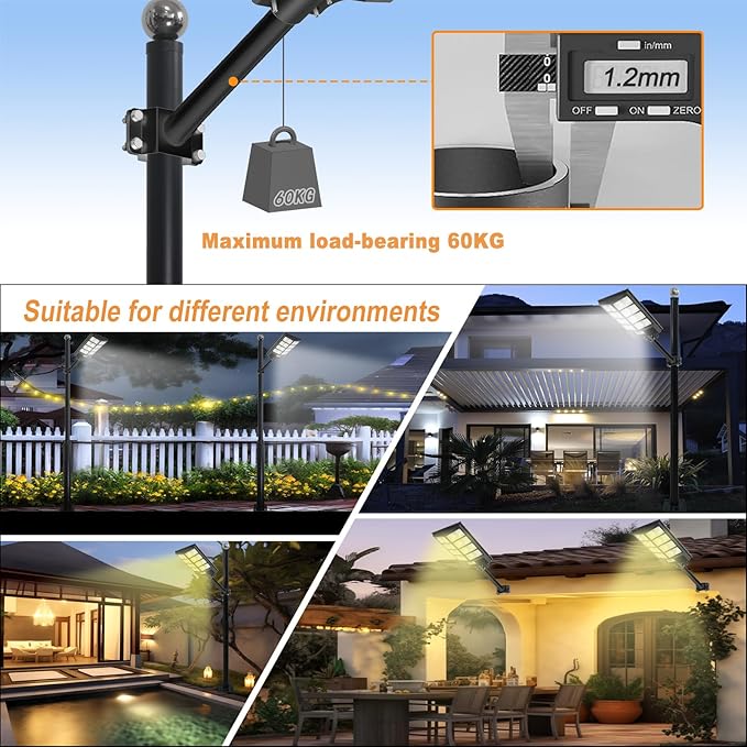 Light Pole Mount Bracket, 1.9 in Thickened Solar Street Light Arm Outdoor Heavy Duty Metal Pole Kit Led Lamp Post Extension Fixture Sturdy Steel Endurance Arm Fit Flood Fog Spot Lighting (48mm 1Pcs)