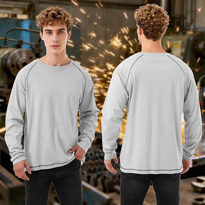 FR Shirts for Men 6 oz Hi Vis Fire Resistant Flame Resistant Long Sleeve Shirts High Visibility Cotton Welding Shirt CAT2