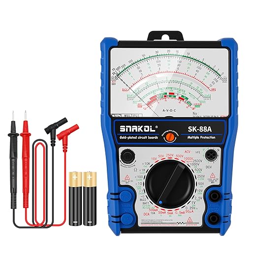 Analog Multimeter Tester, Analog Voltmeter Multimeter, Fieldpiece Volt Meters and Multimeters for AC/DC Volt 2500V, DC Current 10A, RX 10K, Battery Tester, Diode/LED Testing,24 Range