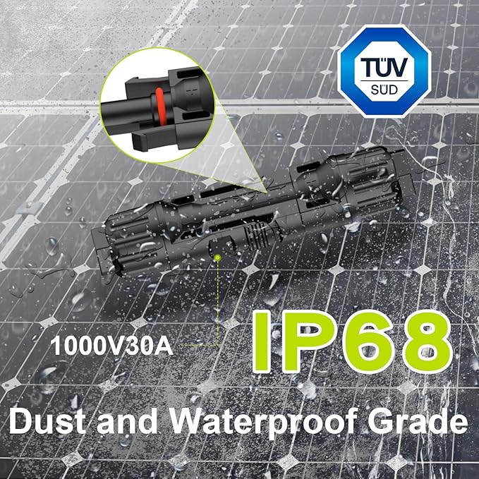 10 Pairs Solar Connector (10AWG), 20Pcs Solar Panel Cable Connectors Adapter Male/Female IP68 1000V 30A 10AWG 12AWG 14AWG Waterproof Dustproof Connector with 2 Spanners (10 Pairs Solar Connectors)