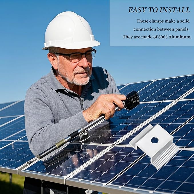Solar Panel Mid Clamps Solar Bracket Aluminium Mounting Accessories for Solar Panel Mounting (50)