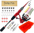 DaddyGoFish Spinning Fishing Rod and Reel Combo Set with Tackle Box | Kids Fishing Pole | Carbon Fiber Telescopic Fishing Rod Kit | Spinning Reel for Travel Saltwater Freshwater Fishing Gear Kit