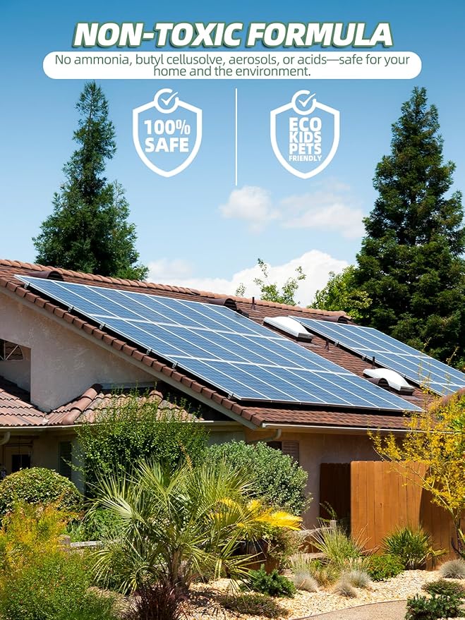 Solar Panel Cleaner 28oz (Makes 130 Gallons) – Ultra Concentrated Professional Formula for Maximum Cleaning Power | Streak-Free, Multi-Surface Safe for Glass, Steel & More